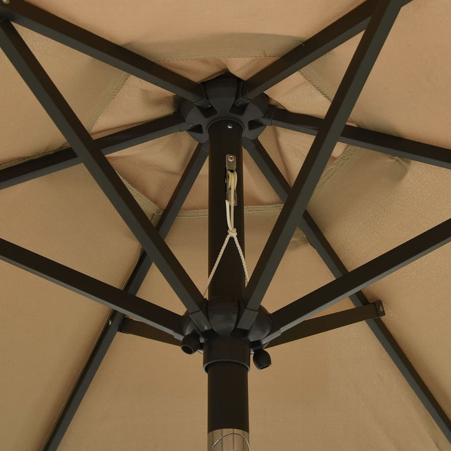Parasol Met Led-Verlichting 200X211 Cm Aluminium Taupe