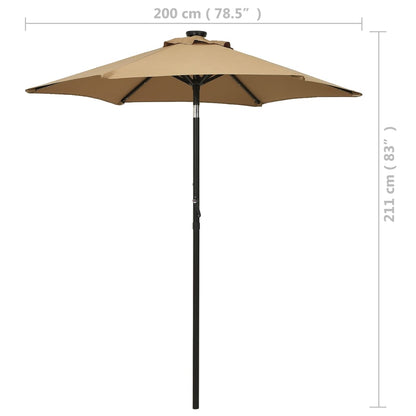 Parasol Met Led-Verlichting 200X211 Cm Aluminium Taupe