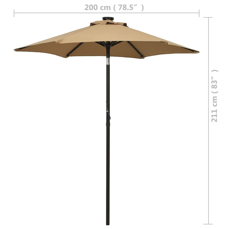 Parasol Met Led-Verlichting 200X211 Cm Aluminium Taupe