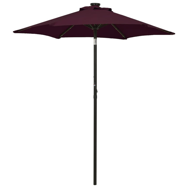 Parasol Met Led-Verlichting 200X211 Cm Aluminium Bordeauxrood