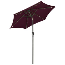 Parasol Met Led-Verlichting 200X211 Cm Aluminium Bordeauxrood