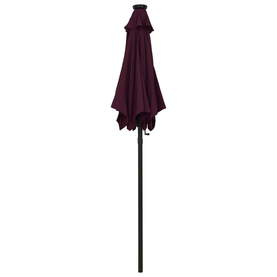 Parasol Met Led-Verlichting 200X211 Cm Aluminium Bordeauxrood