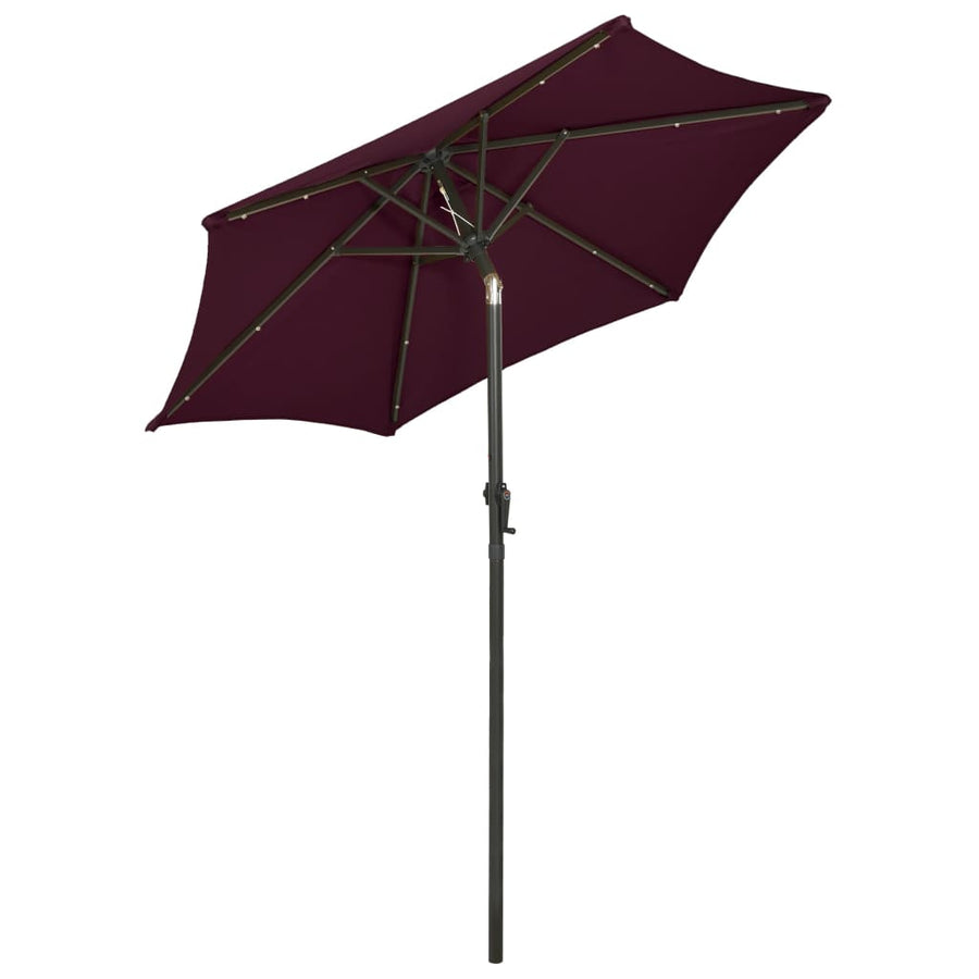 Parasol Met Led-Verlichting 200X211 Cm Aluminium Bordeauxrood