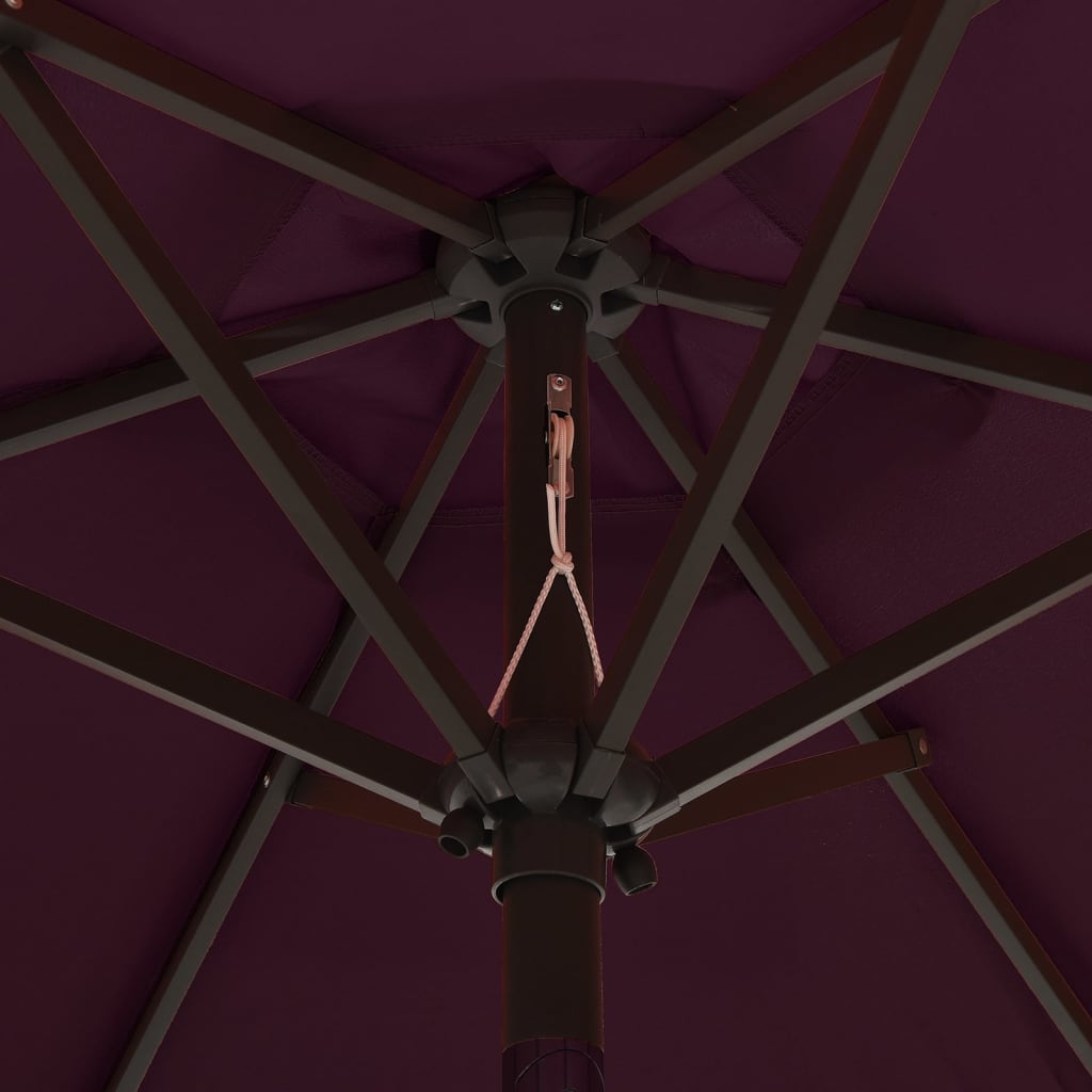 Parasol Met Led-Verlichting 200X211 Cm Aluminium Bordeauxrood