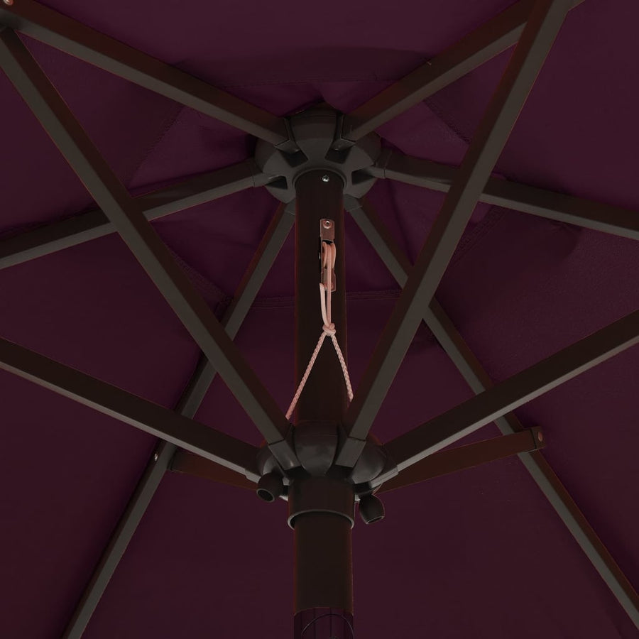Parasol Met Led-Verlichting 200X211 Cm Aluminium Bordeauxrood