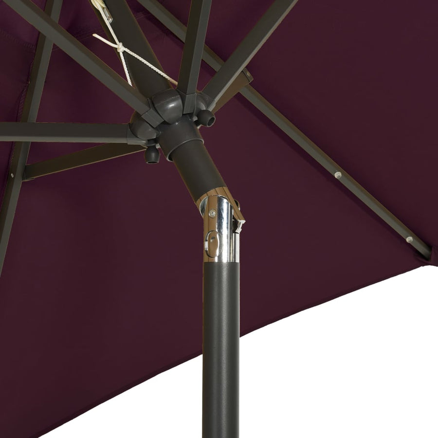 Parasol Met Led-Verlichting 200X211 Cm Aluminium Bordeauxrood