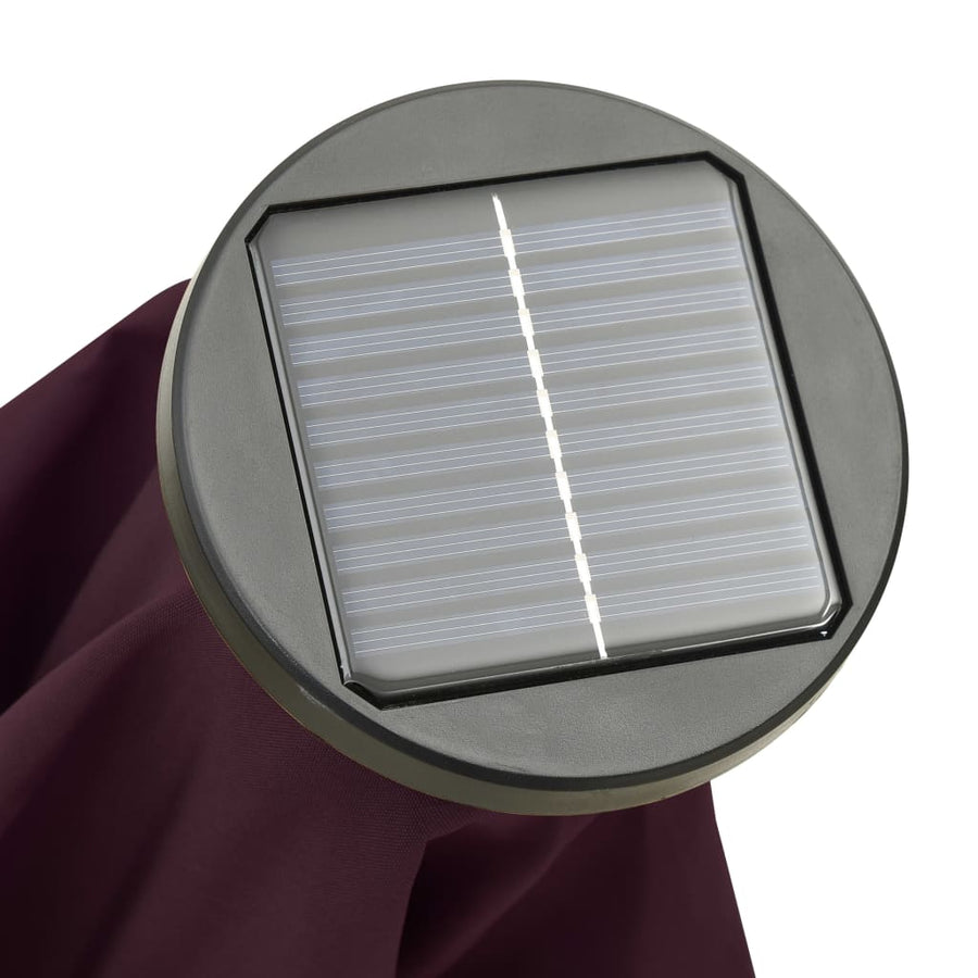Parasol Met Led-Verlichting 200X211 Cm Aluminium Bordeauxrood