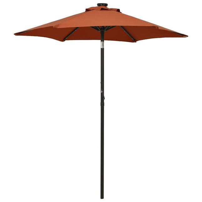 Parasol Met Led-Verlichting 200X211 Cm Aluminium Terracottakleurig