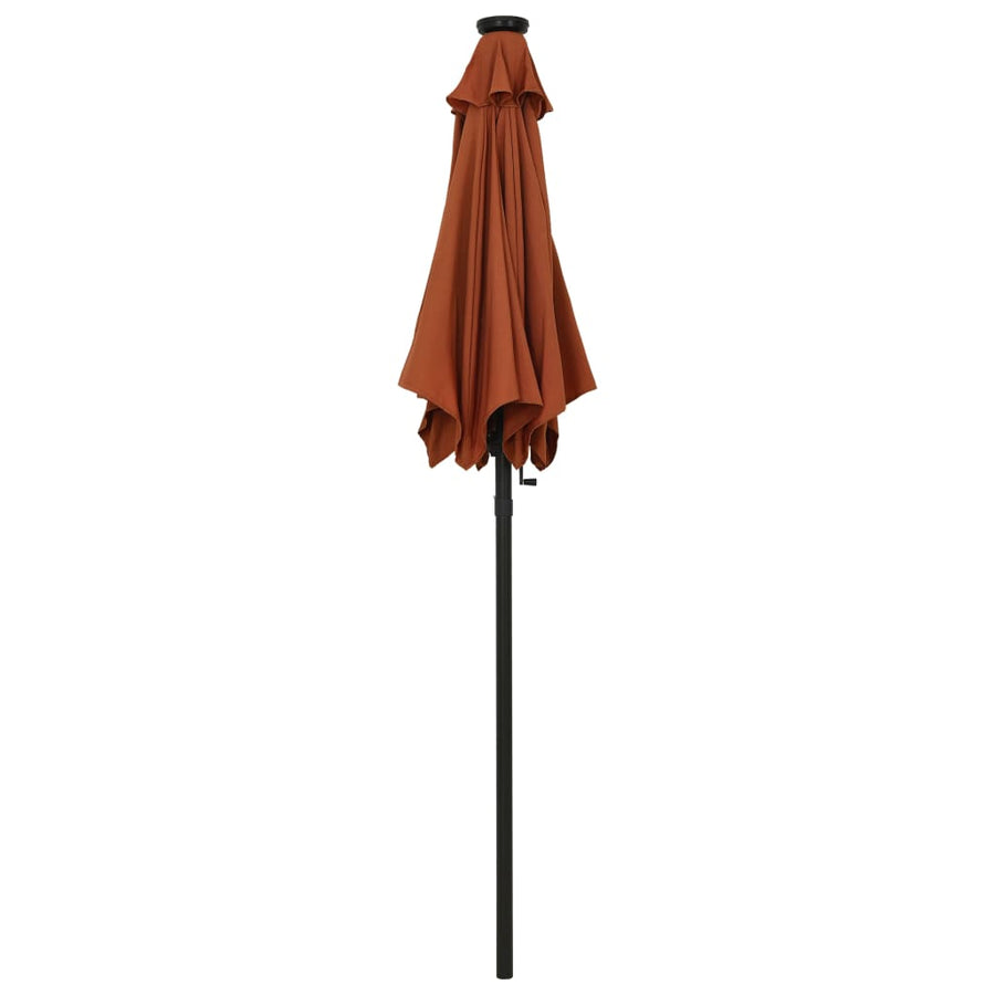 Parasol Met Led-Verlichting 200X211 Cm Aluminium Terracotta