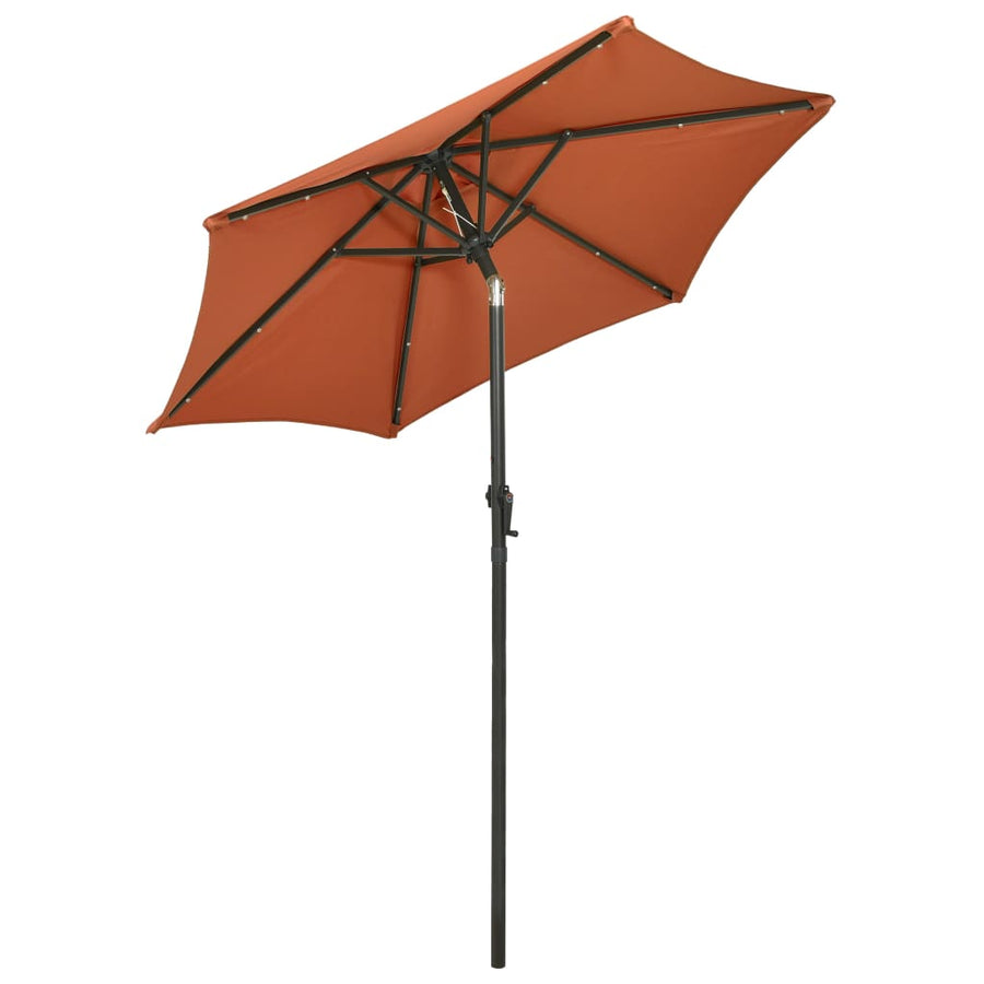 Parasol Met Led-Verlichting 200X211 Cm Aluminium Terracotta