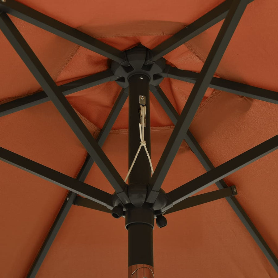 Parasol Met Led-Verlichting 200X211 Cm Aluminium Terracotta