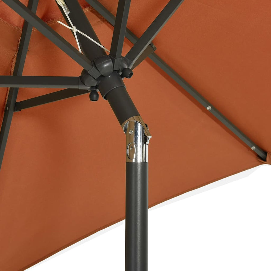 Parasol Met Led-Verlichting 200X211 Cm Aluminium Terracotta