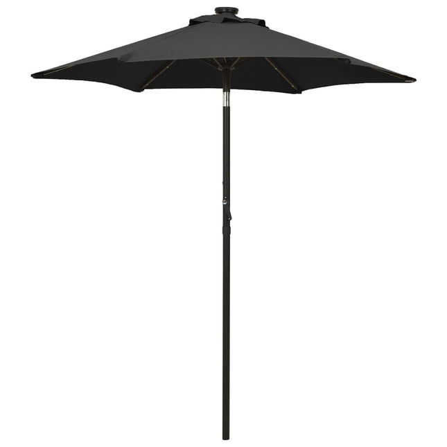 Parasol Met Led-Verlichting 200X211 Cm Aluminium Zwart