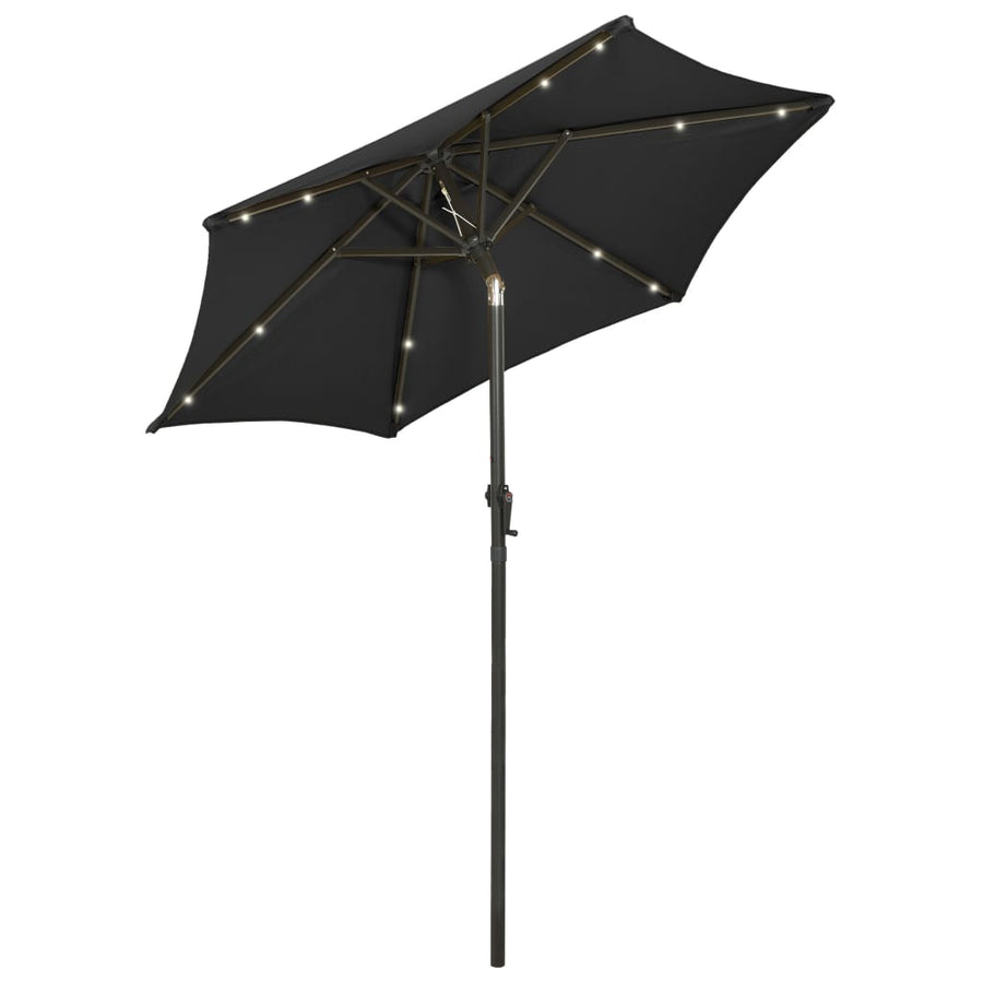 Parasol Met Led-Verlichting 200X211 Cm Aluminium Zwart