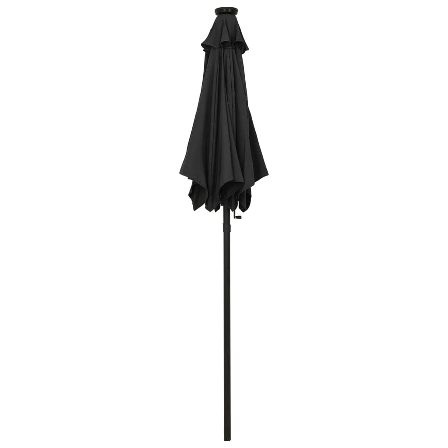 Parasol Met Led-Verlichting 200X211 Cm Aluminium Zwart