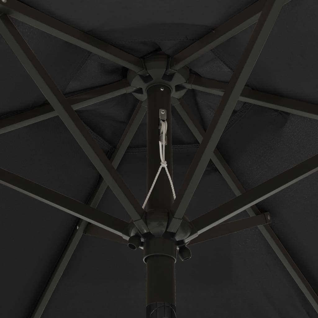 Parasol Met Led-Verlichting 200X211 Cm Aluminium Zwart