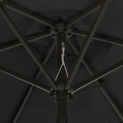 Parasol Met Led-Verlichting 200X211 Cm Aluminium Zwart