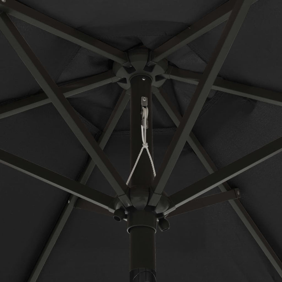 Parasol Met Led-Verlichting 200X211 Cm Aluminium Zwart