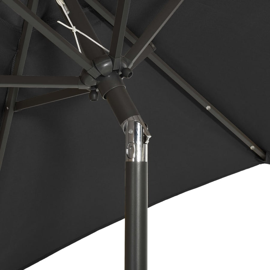 Parasol Met Led-Verlichting 200X211 Cm Aluminium Zwart