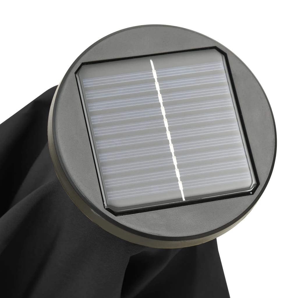 Parasol Met Led-Verlichting 200X211 Cm Aluminium Zwart