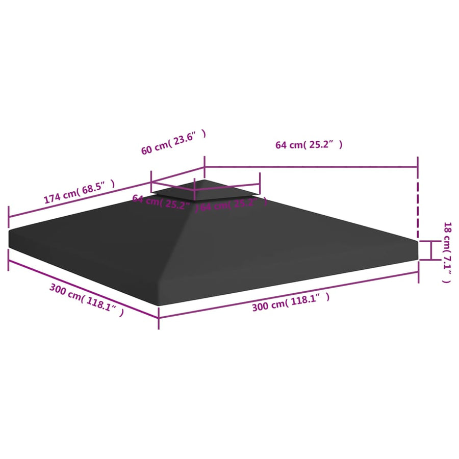 Prieeldak 2-Laags 30 G/M² 3 x 3 m Zwart