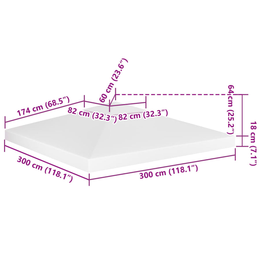 Prieeldak 2-Laags 310 G/M² 3 x 3 m Wit