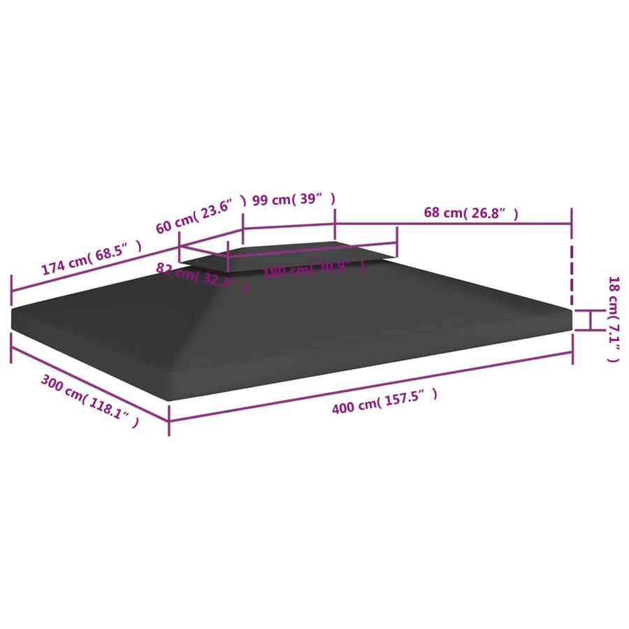 Prieeldak 2-Laags 30 G/M² 4 x 3 m Zwart