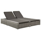 Sun lounger two-person poly rattan grey
