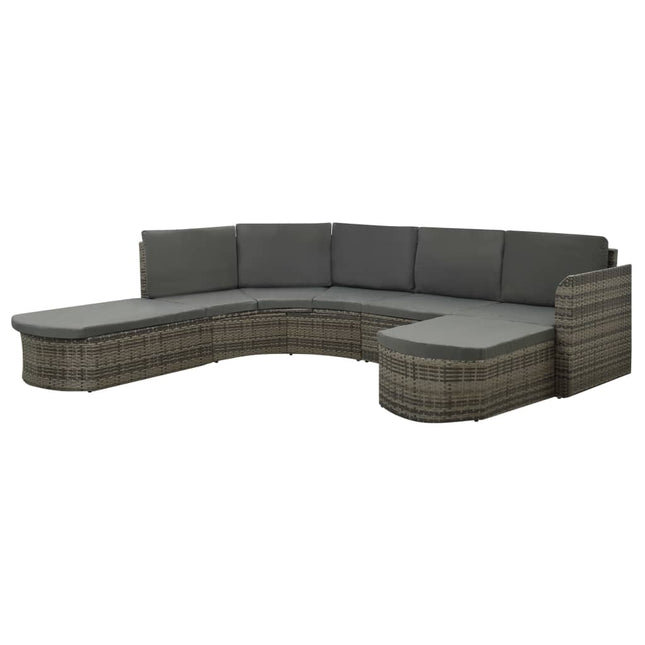 -Delige Loungeset Met Kussens Poly Rattan Grijs