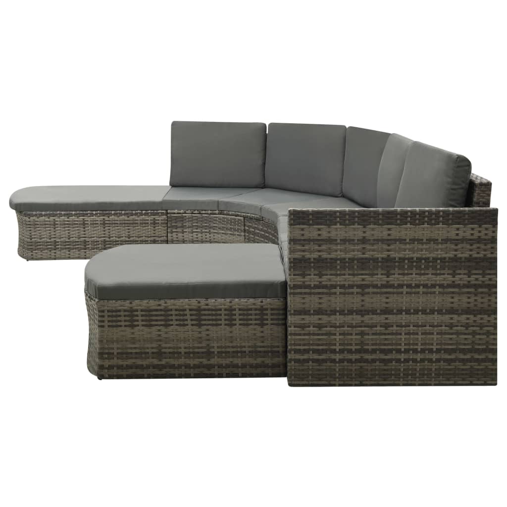 -Delige Loungeset Met Kussens Poly Rattan Grijs