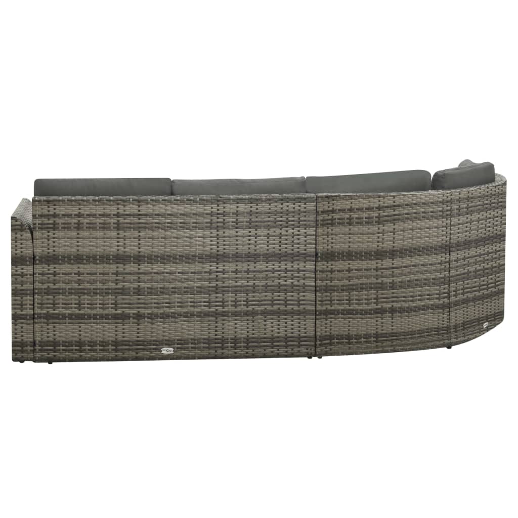 -Delige Loungeset Met Kussens Poly Rattan Grijs