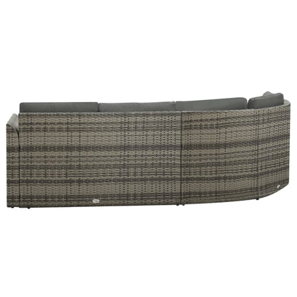 -Delige Loungeset Met Kussens Poly Rattan Grijs