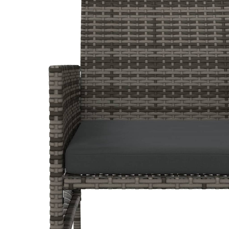 Tuinbank met tafeltje en krukken tweezits poly rattan grijs