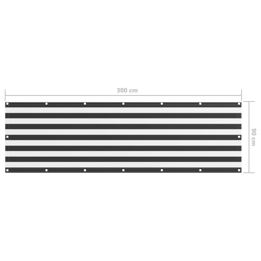 Balkonscherm Oxford Stof Antraciet En Wit 90 x 300 cm