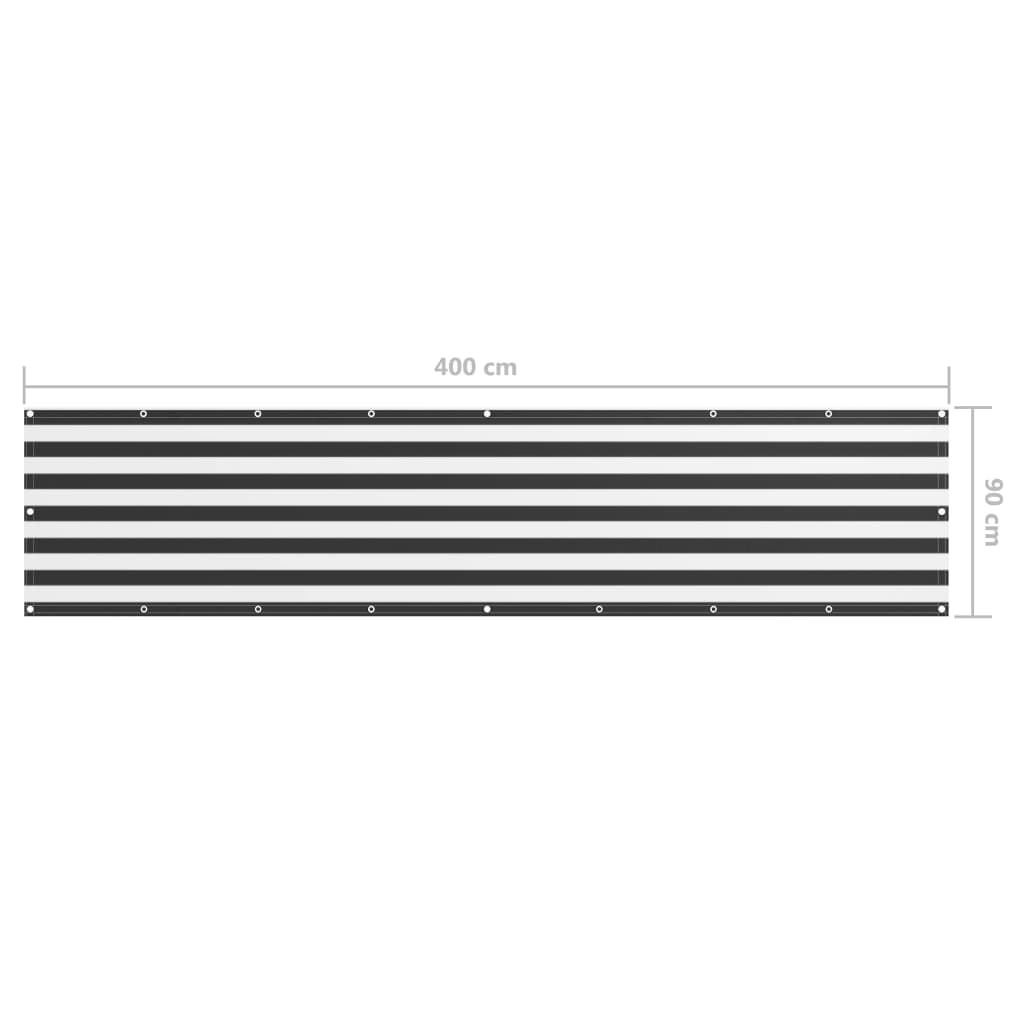 Balkonscherm Oxford Stof Antraciet En Wit 90 x 400 cm