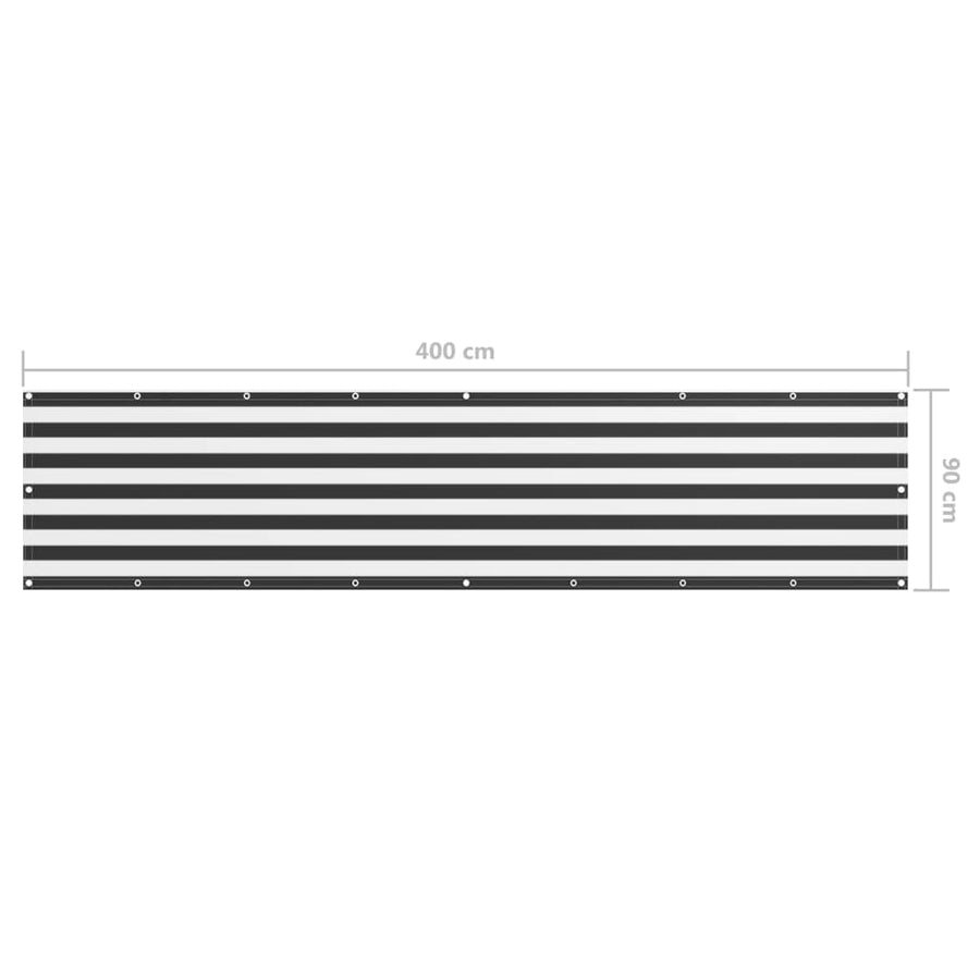 Balkonscherm Oxford Stof Antraciet En Wit 90 x 400 cm