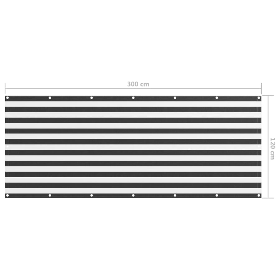 Balkonscherm Oxford Stof Antraciet En Wit 120 x 300 cm