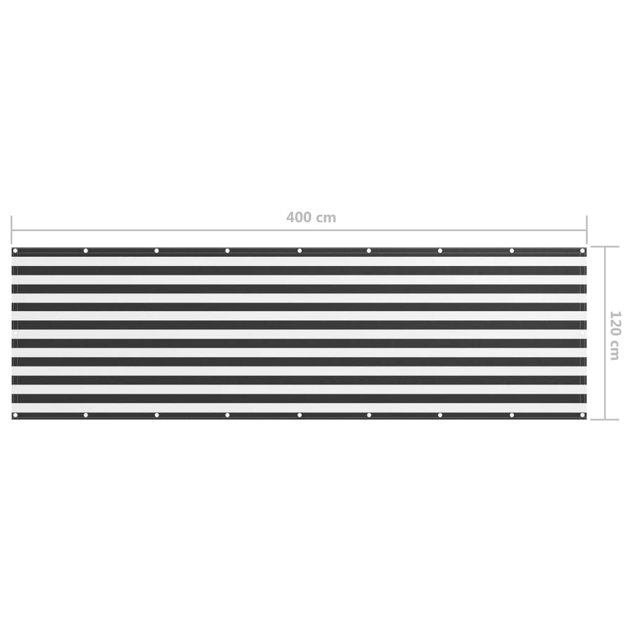 Balkonscherm Oxford Stof Antraciet En Wit 120 x 400 cm