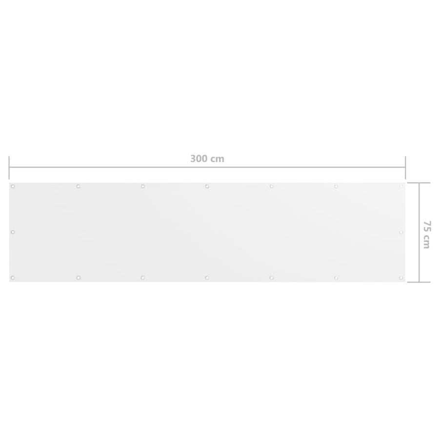 Balkonscherm Oxford Stof Wit 75 x 300 cm