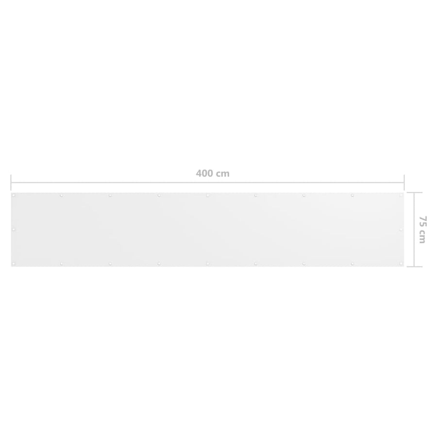 Balkonscherm Oxford Stof Wit 75 x 400 cm
