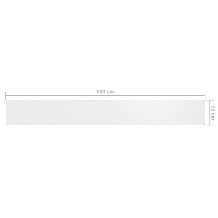 Balkonscherm Oxford Stof Wit 75 x 600 cm