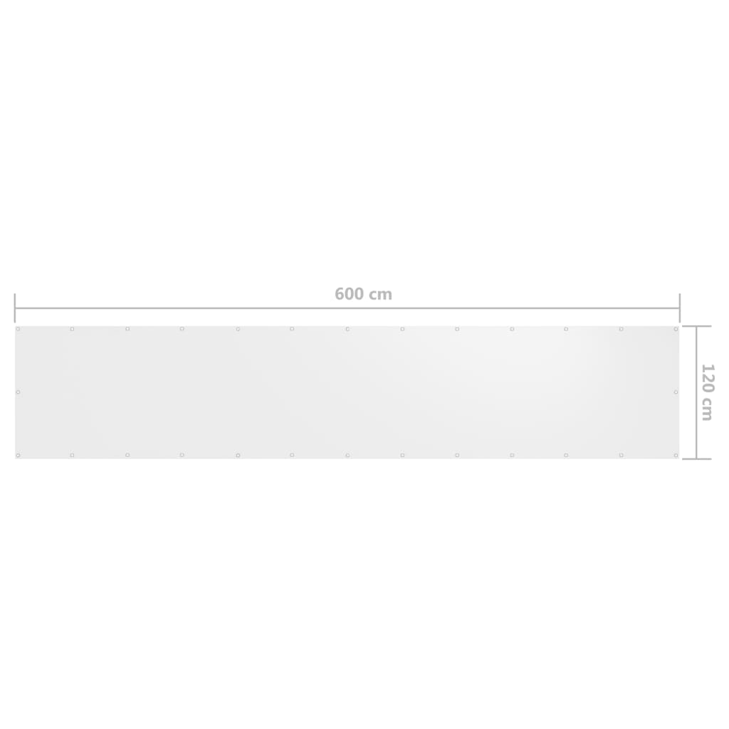 Balkonscherm Oxford Stof Wit 120 x 600 cm