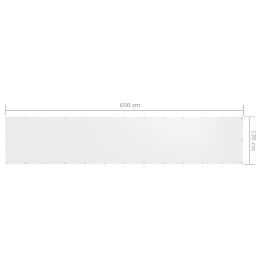 Balkonscherm Oxford Stof Wit 120 x 600 cm
