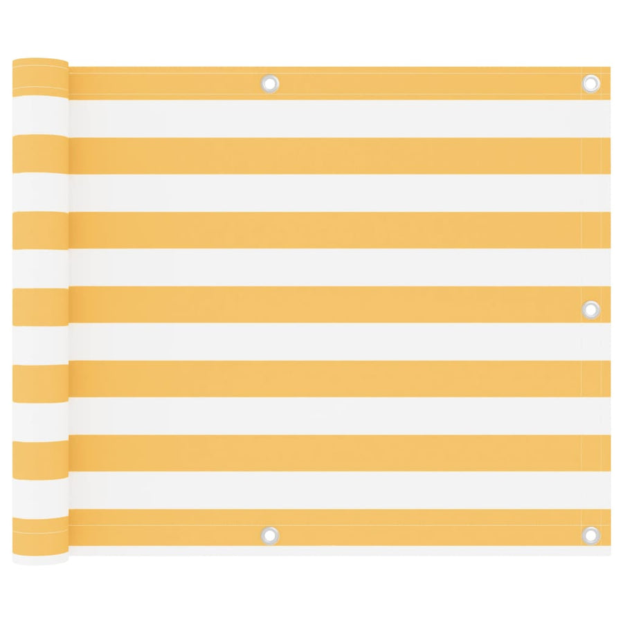 Balkonscherm Oxford Stof Wit En Geel White And Yellow 75 x 300 cm