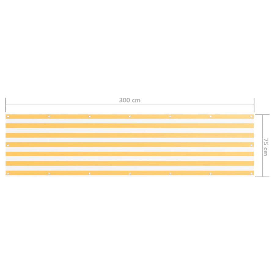 Balkonscherm Oxford Stof Wit En Geel White And Yellow 75 x 300 cm