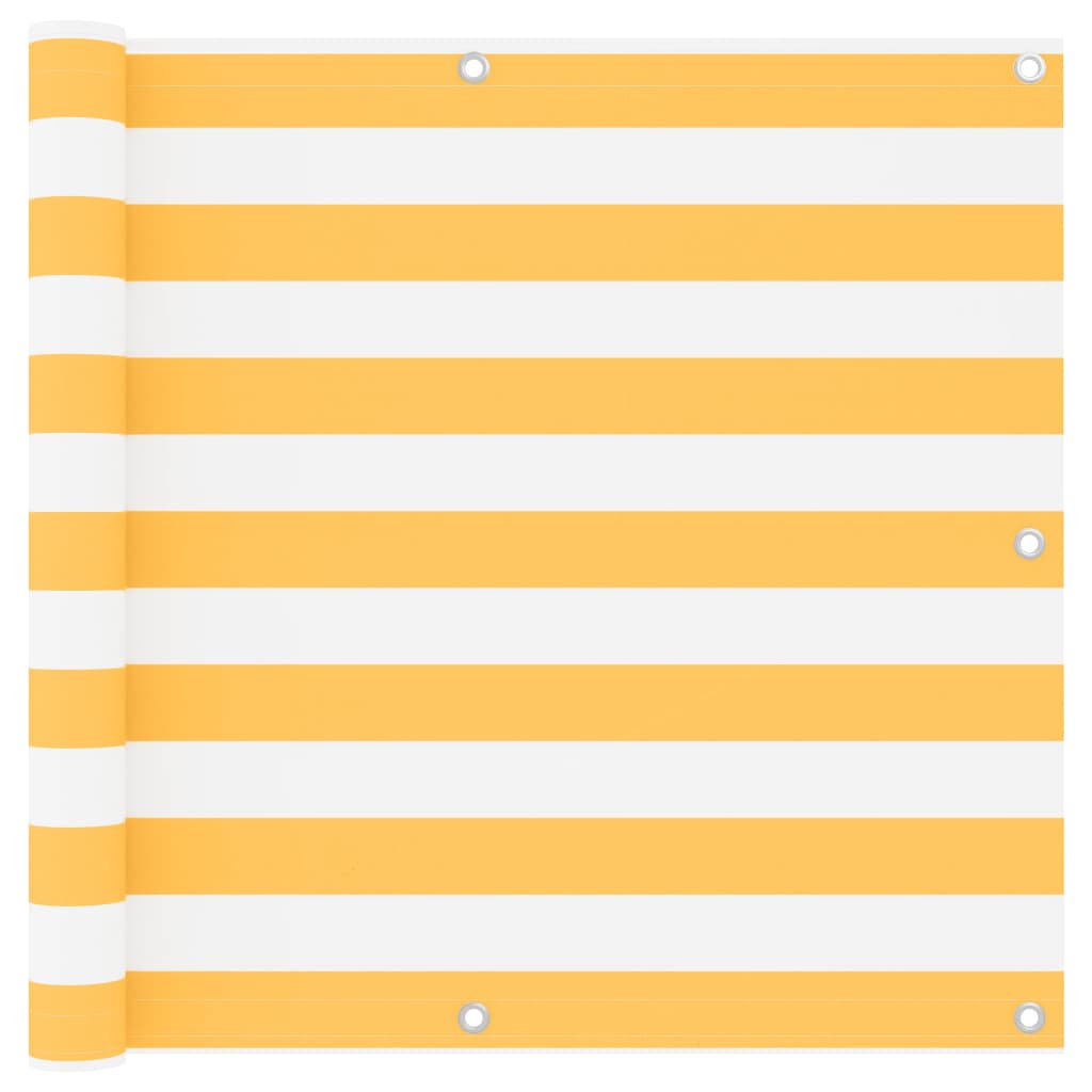 Balkonscherm Oxford Stof Wit En Geel White And Yellow 90 x 400 cm