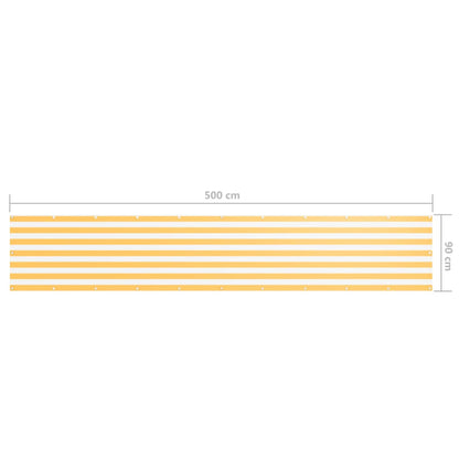 Balkonscherm Oxford Stof Wit En Geel White And Yellow 90 x 500 cm