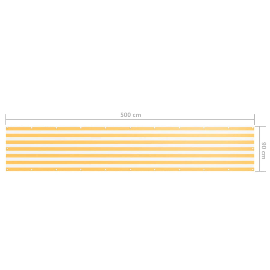 Balkonscherm Oxford Stof Wit En Geel White And Yellow 90 x 500 cm