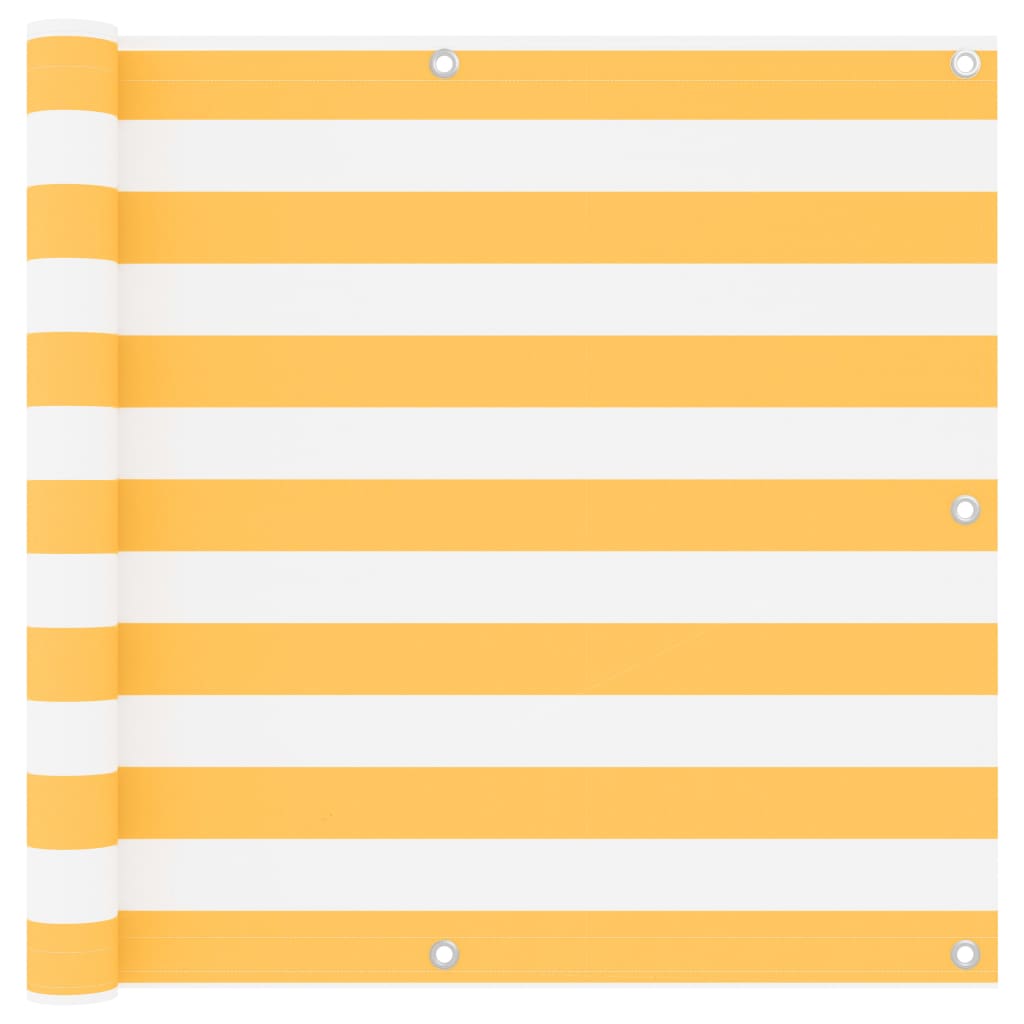 Balkonscherm Oxford Stof Wit En Geel White And Yellow 90 x 600 cm