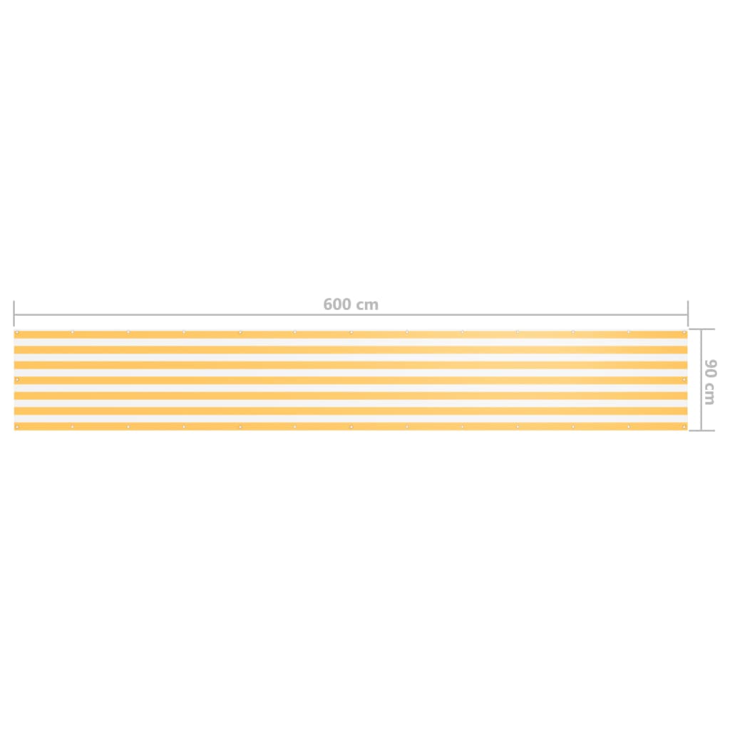 Balkonscherm Oxford Stof Wit En Geel White And Yellow 90 x 600 cm